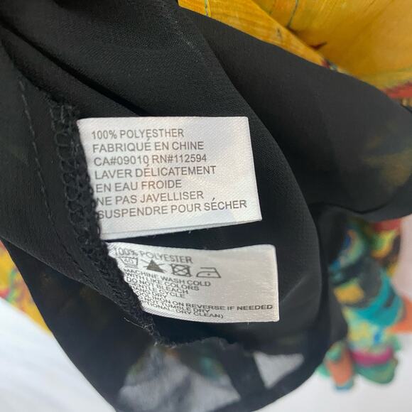 Anne Giorgio Colorful Abstract Midi Dress Women's V-Neck Sleeveless L48" x P2P9" - Picture 4 of 11